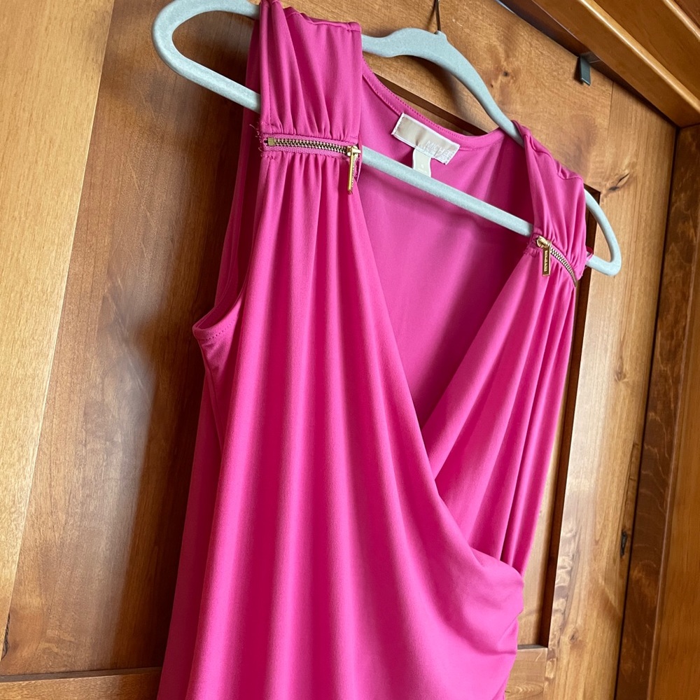 Michael Kors bubble gum pink gold zipper dress